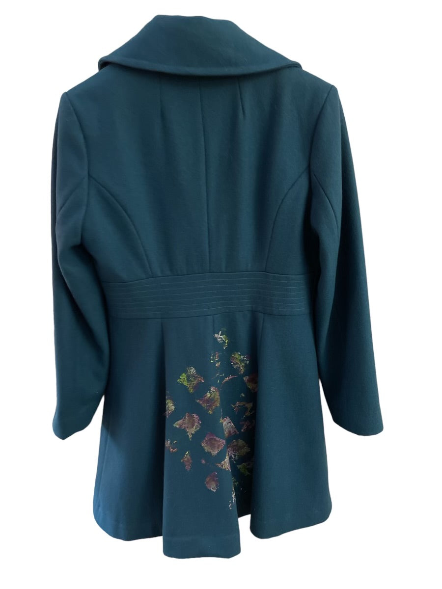 Jessica Simpson Six Double Breasted Teal Canvas Winter Coat