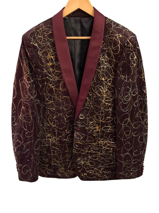 Mens Burgundy Canvas Jacamo Tuxedo Blazer